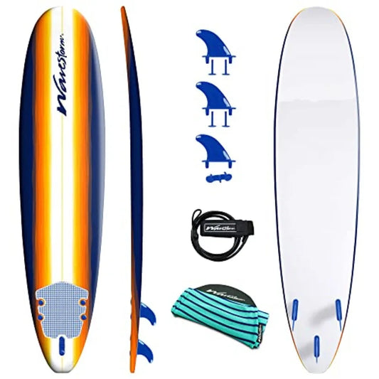 Beginner Friendly 8ft Soft Top Foam Surfboard EVA Construction Lightweight Durable Blue White