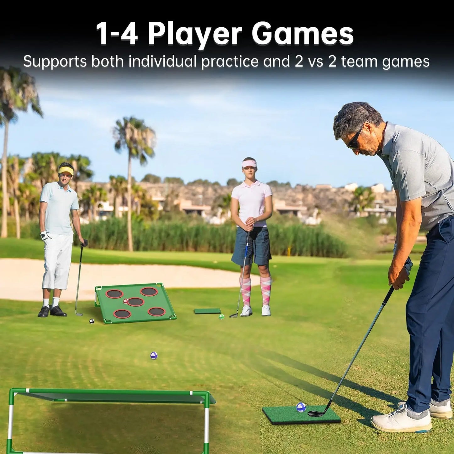 Golf Game Play Set All In One For Golfers Fathers Indoor Outdoor With 20 Velcro Balls Putting Mat Putter Carrying Bag