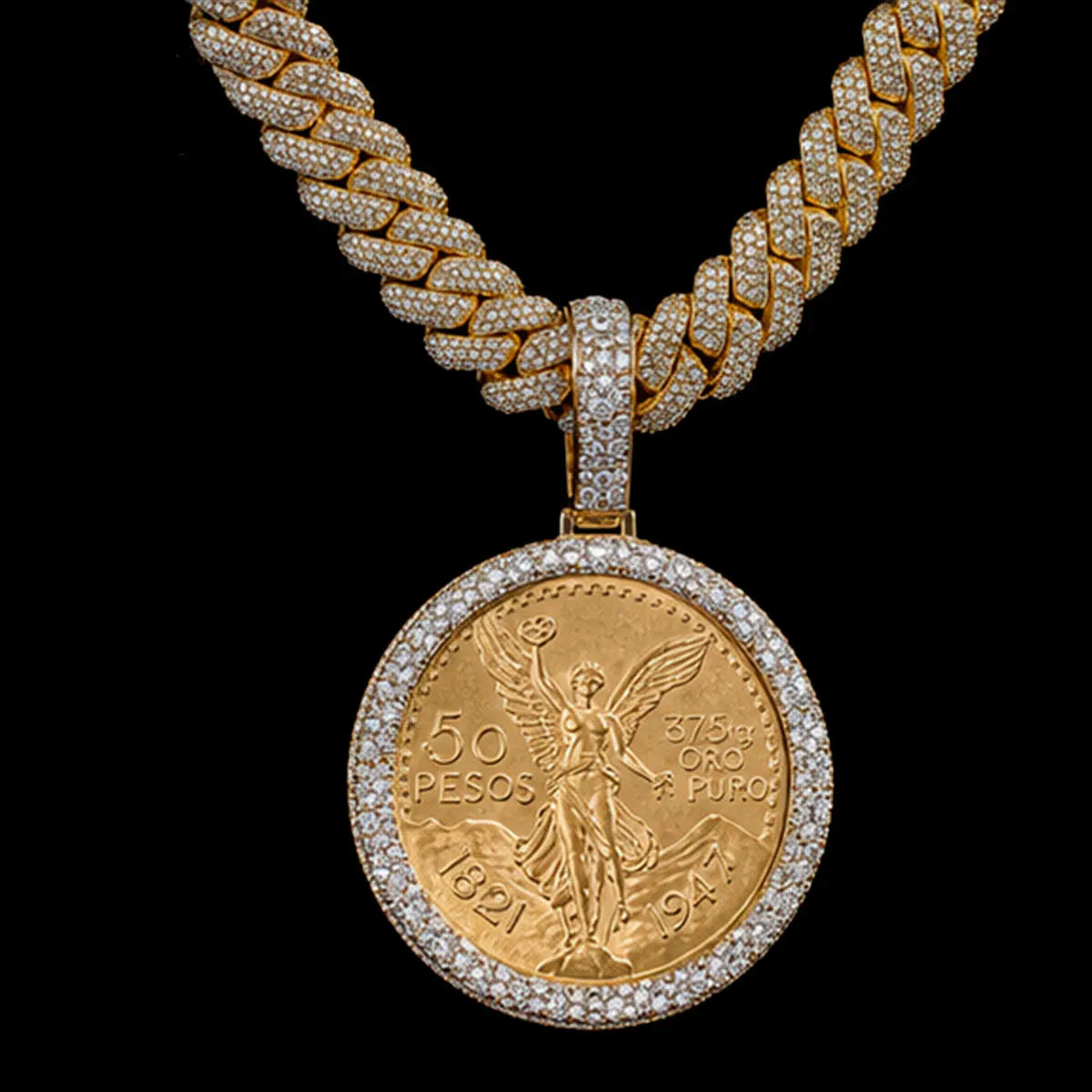 Lyee Cyee Gold Plated Cubic Zirconia Coin Pendant Necklace