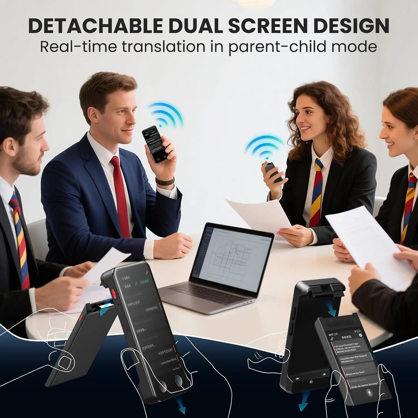 AI Translator Device With Detachable Dual Screen 150 Languages