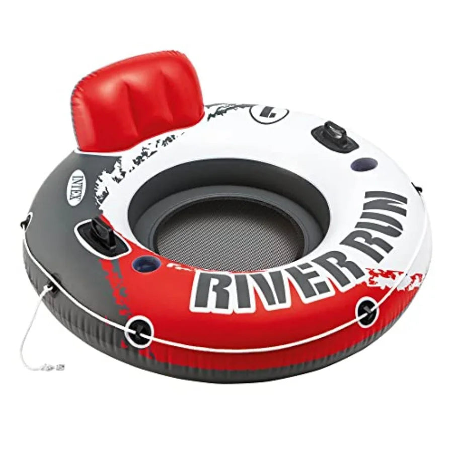 River Run Inflatable Tube Float For Two Riders With Built In Cooler PVC Blue Outdoor Water Play For Families