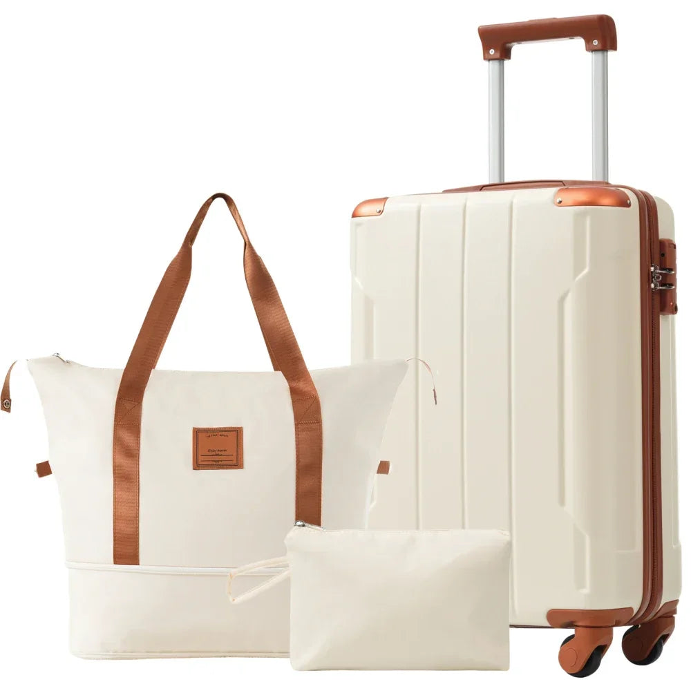 Carry On Luggage Set 3 Piece With Spinner Wheels ABS Hardshell