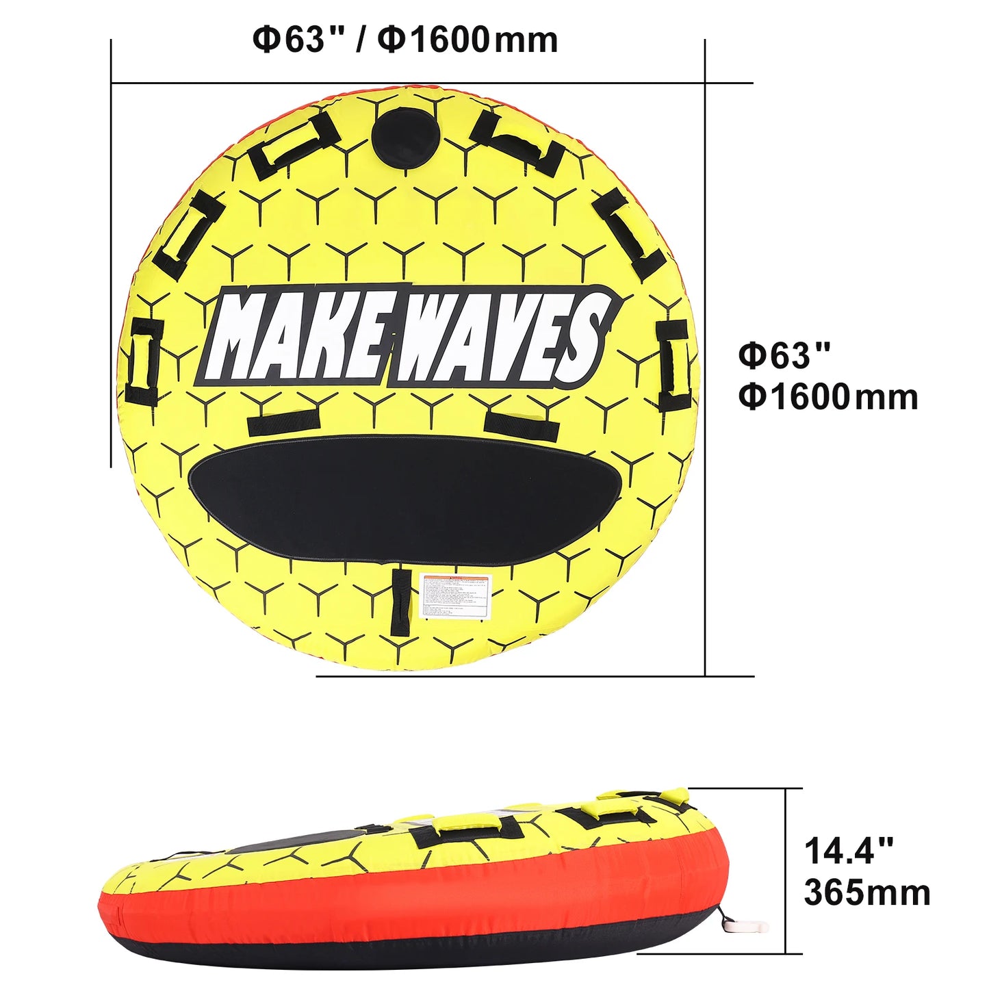 SucceBuy 3 Person Towable Tube For Boating With Bumper Fins 510 Lb Capacity Durable For Families