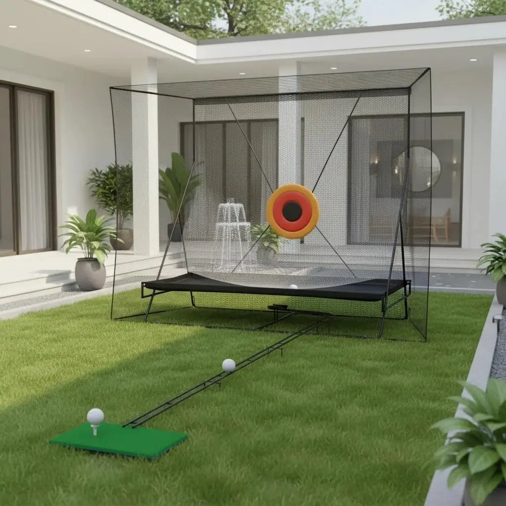 HiMISS Golf Hitting Practice Net with Automatic Ball Return Mat