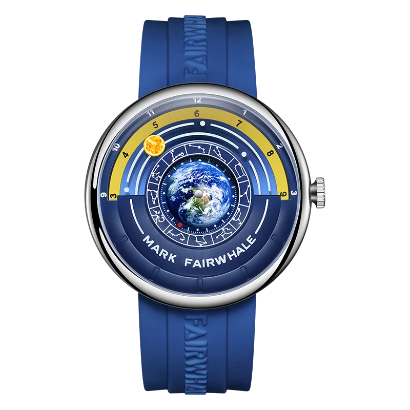 Mark Fairwhale Earth Constellation Dial Design Fashion Quartz Men's Wristwatch Waterproof Business Watch for Man Reloje Hombre
