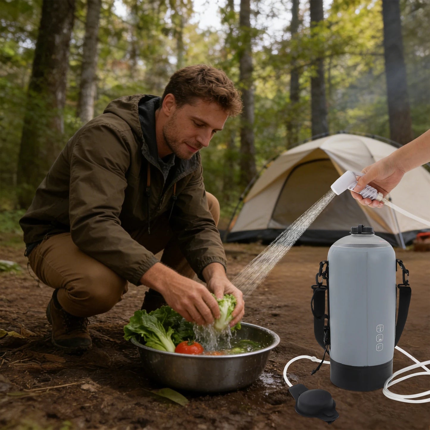 Bymaocar Portable Camp Shower With Air Pump For Outdoor Bathing