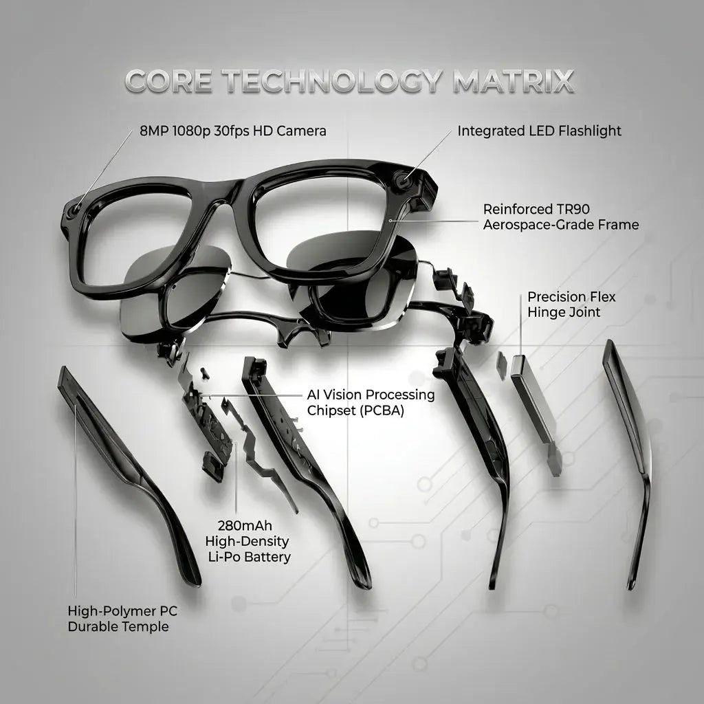 GS4 Max Smart Glasses Dual Lenses 8MP 1080p Video Camera