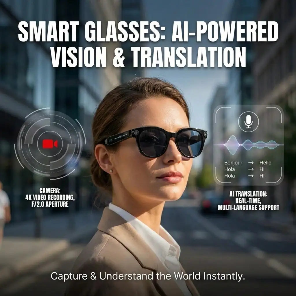 SENBONO AI Photography 2MP Smart Glasses With Translation And Music