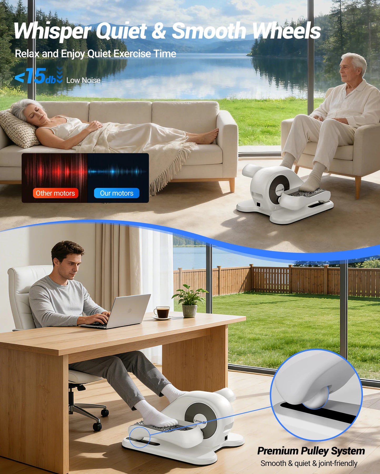 Umay Compact Under Desk Electric Elliptical Leg Exerciser