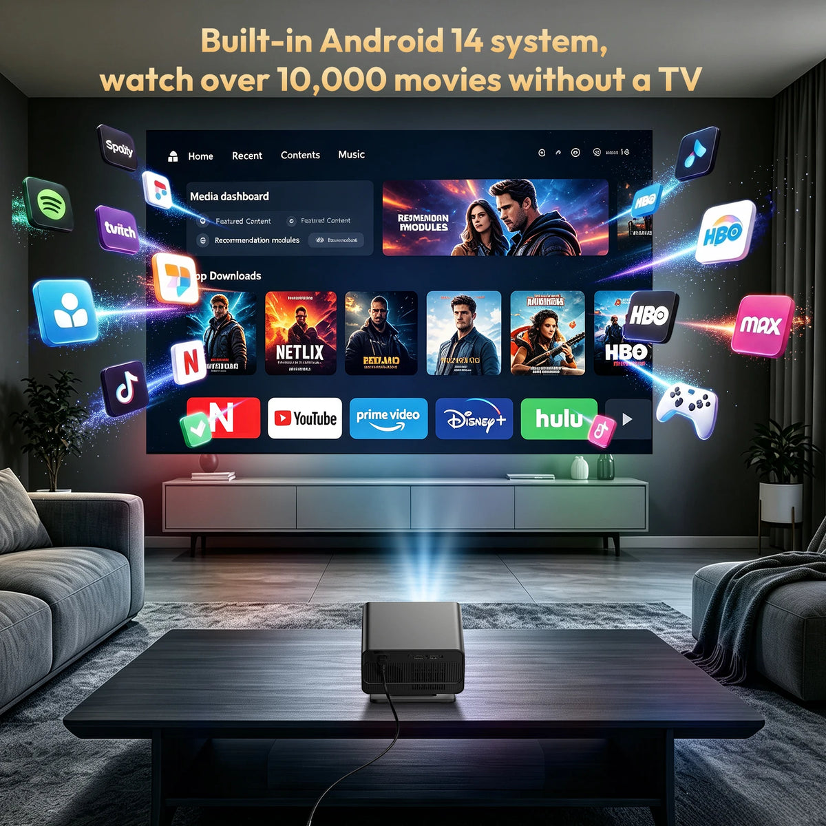 XGODY Portable Smart Projector With Native 1080P And Auto Keystone