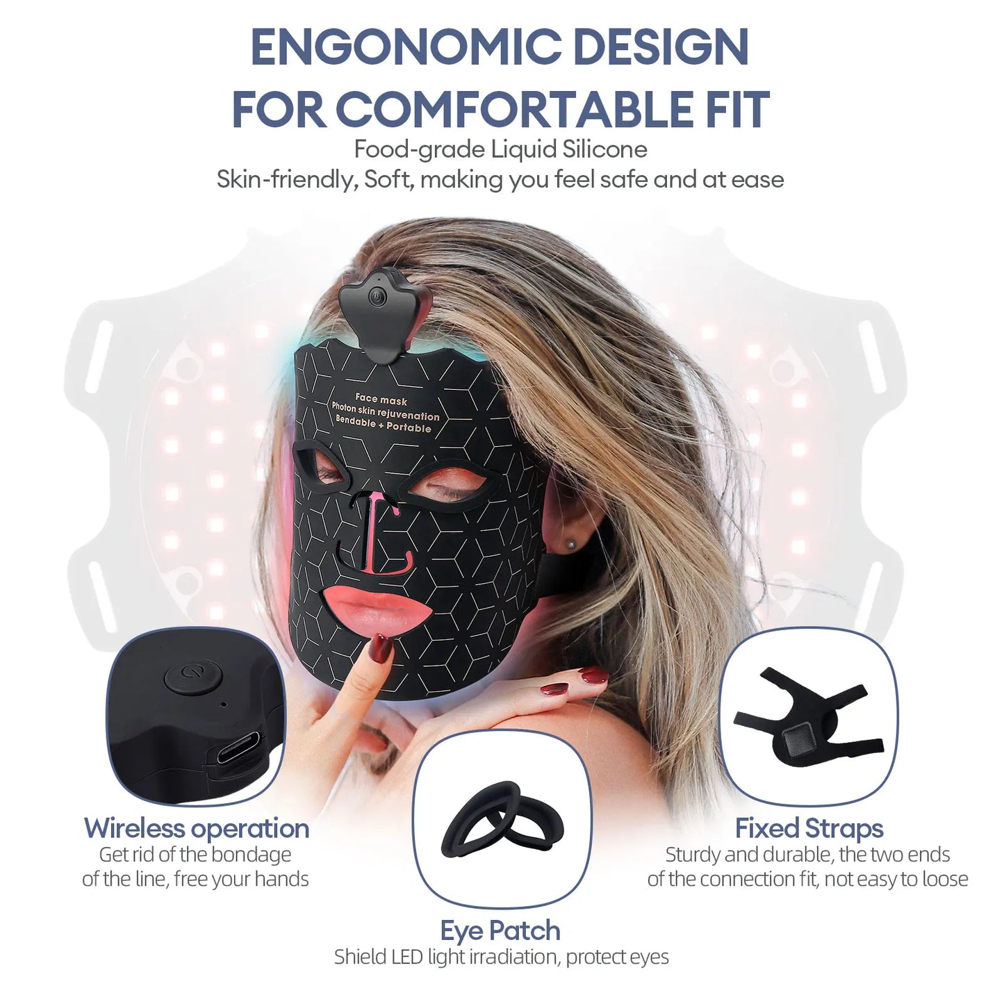 Foreverlily Photon Silicone LED Face Mask For Skin Rejuvenation