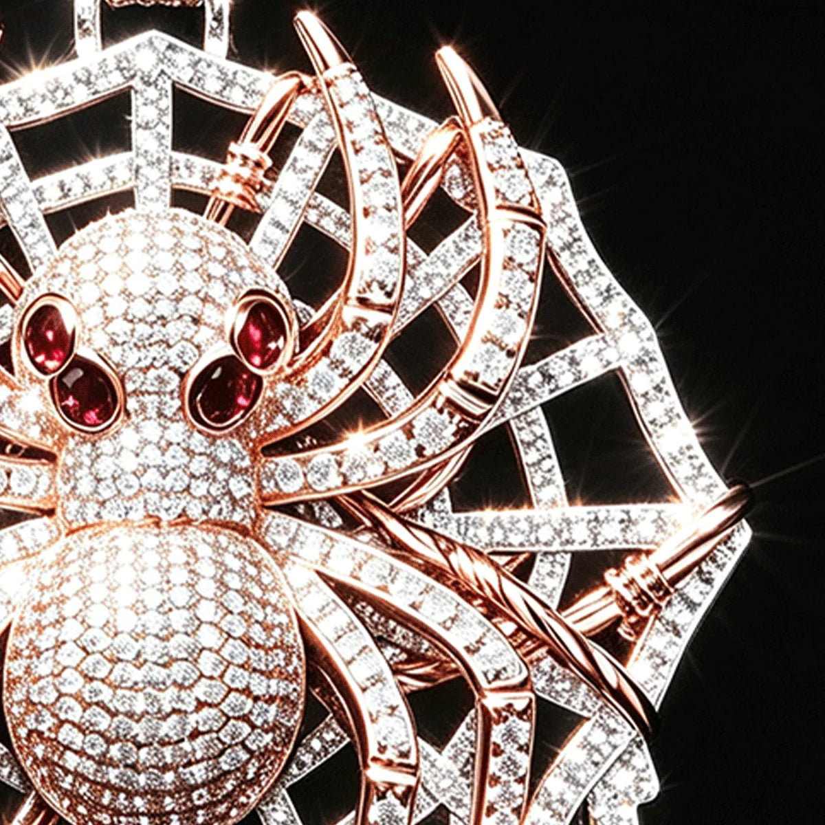 Lyee Cyee Spider Web Pendant Cubic Zirconia Hip Hop Bling