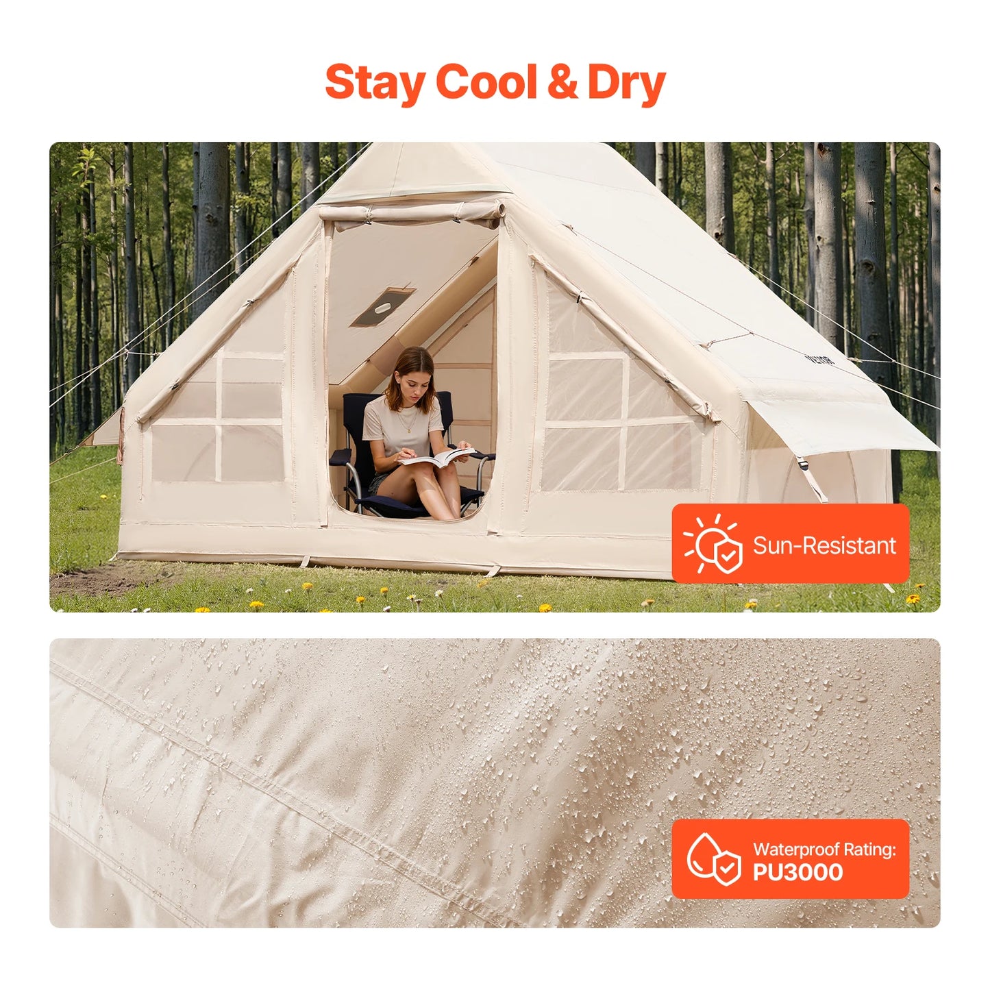 SucceBuy Inflatable Camping Tent With Hand Pump And Stove Jack