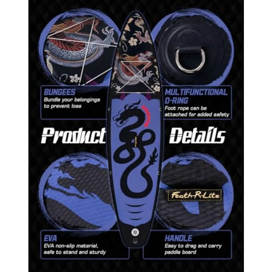Inflatable Stand Up Paddle Board SUP Ultra Wide Stable Design For Outdoor Water Sports PVC Drop Stitch Blue Gray