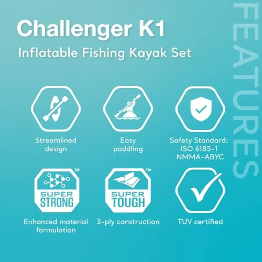 Inflatable Kayak Ultra Durable PVC For Outdoor Water Sports With Adjustable Seat Backrest Outdoor Adventurers