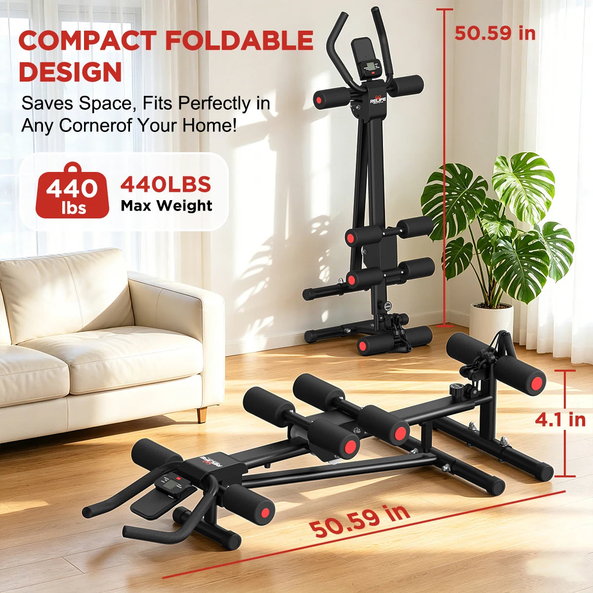 Adjustable 5-In-1 Ab Trainer With Resistance Bands For Core Workouts