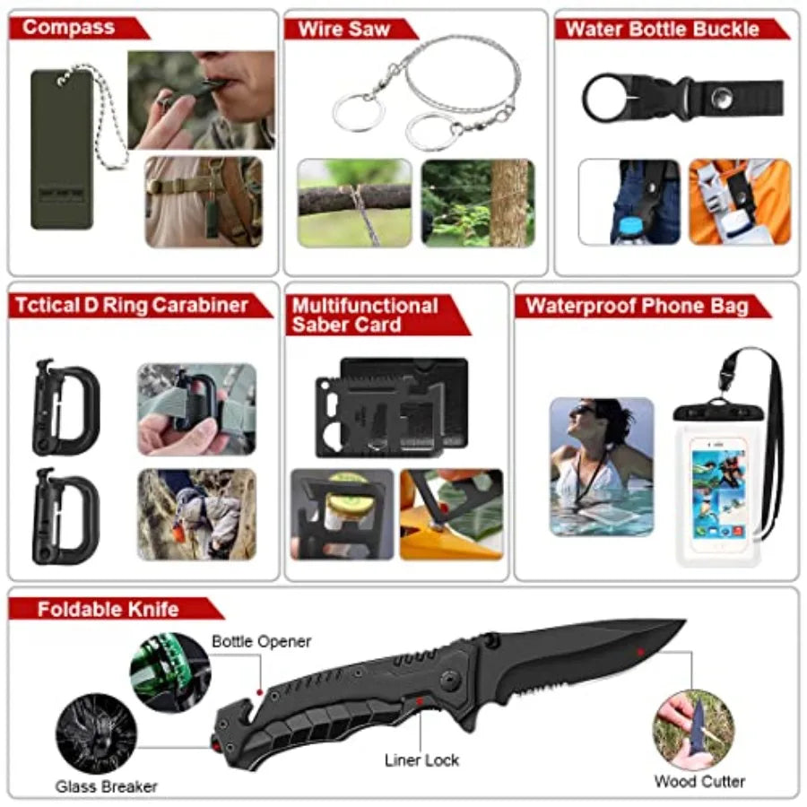 Survival Kit 251 Pcs First Aid Gear With MOLLE Bag