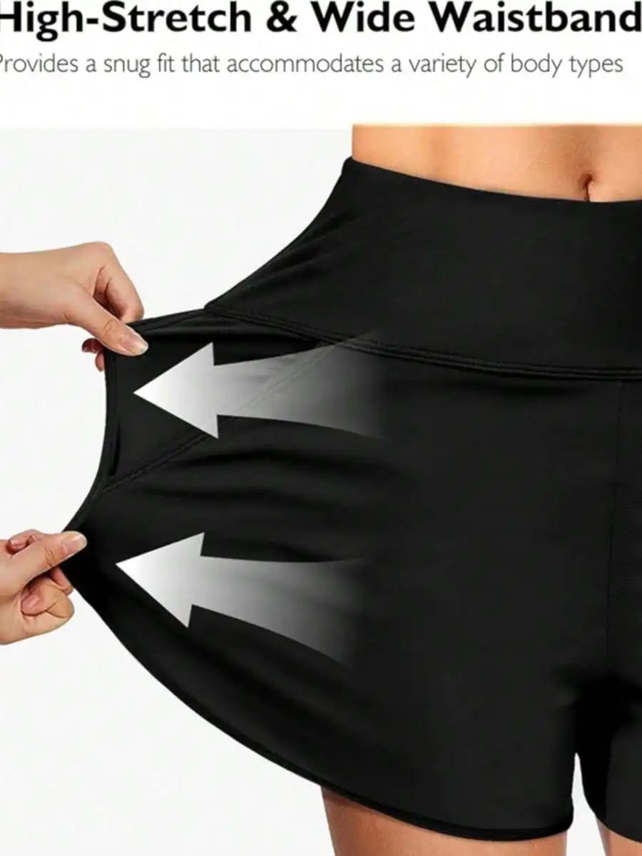 Womens Quick Dry High Waisted 5 Inch Swim Board Shorts With Liner And Pockets All Day Comfort