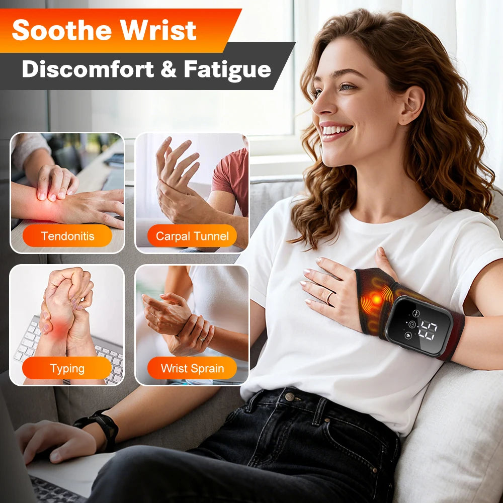Hailicare Cordless Heated Hand Wrist Massager With Vibration And 3 Heat Levels