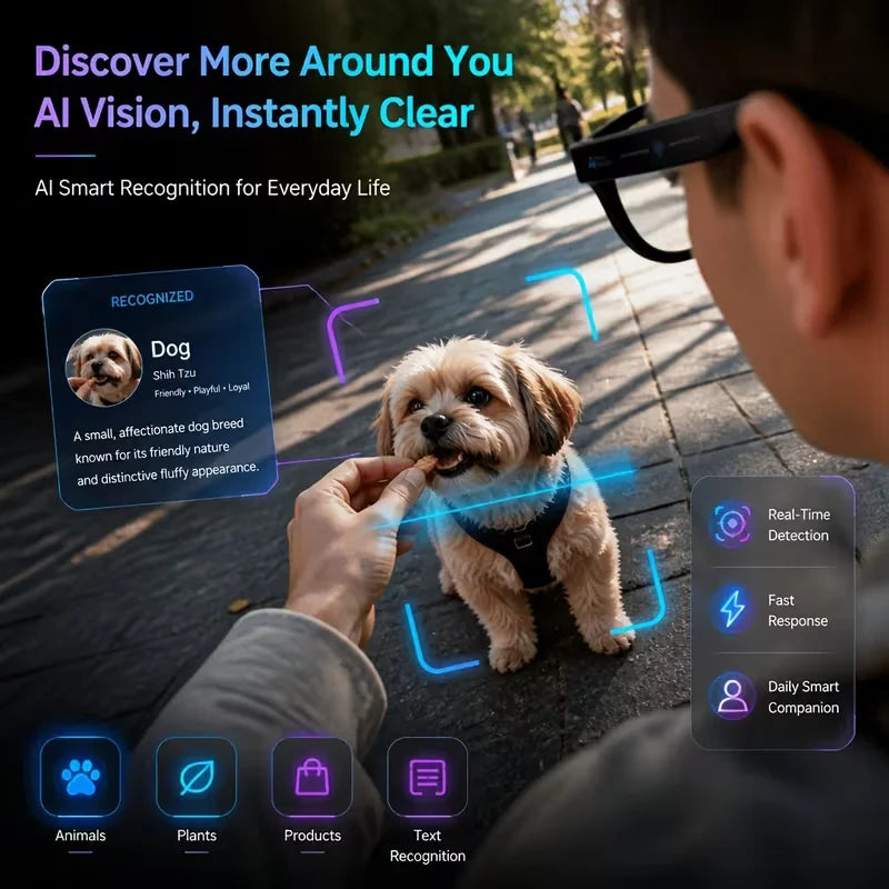 Smart glasses with a camera, 8-megapixel HD resolution, 3 interchangeable lens options, image stabilization, photo and video cap