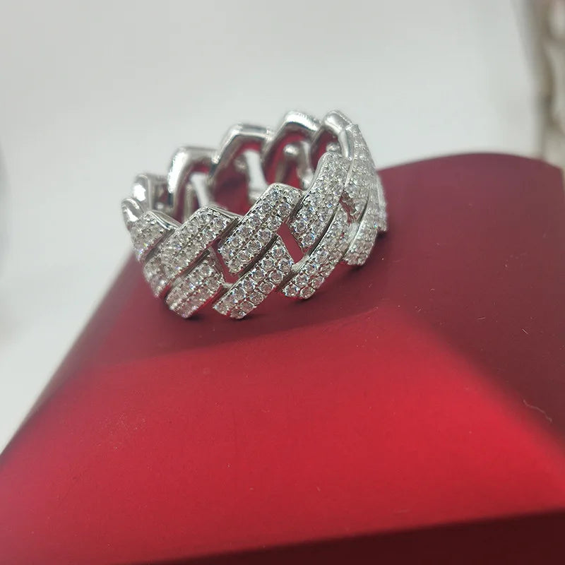 Lyee Cyee Sterling Silver Moissanite Cuban Ring For Unisex Wear