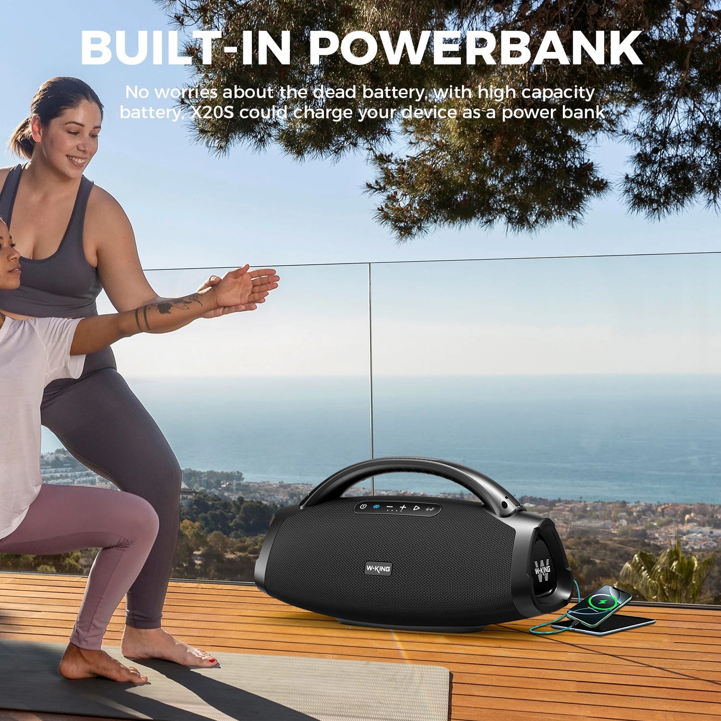 W-King X20S Bluetooth Speaker With Strap 140W RMS IPX7