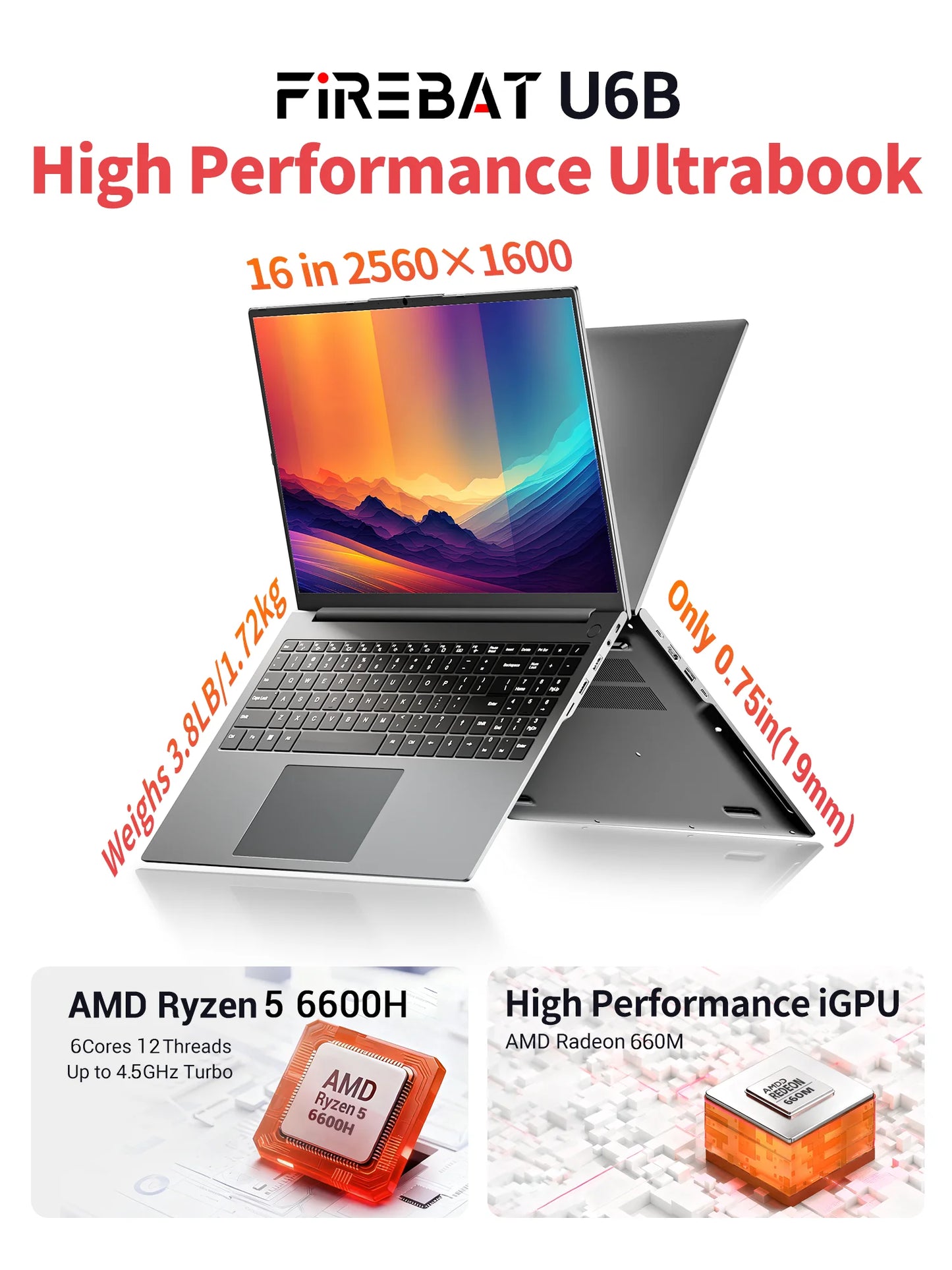 Firebat U6B 16 Inch AMD Ryzen 5 Laptop With Windows 11