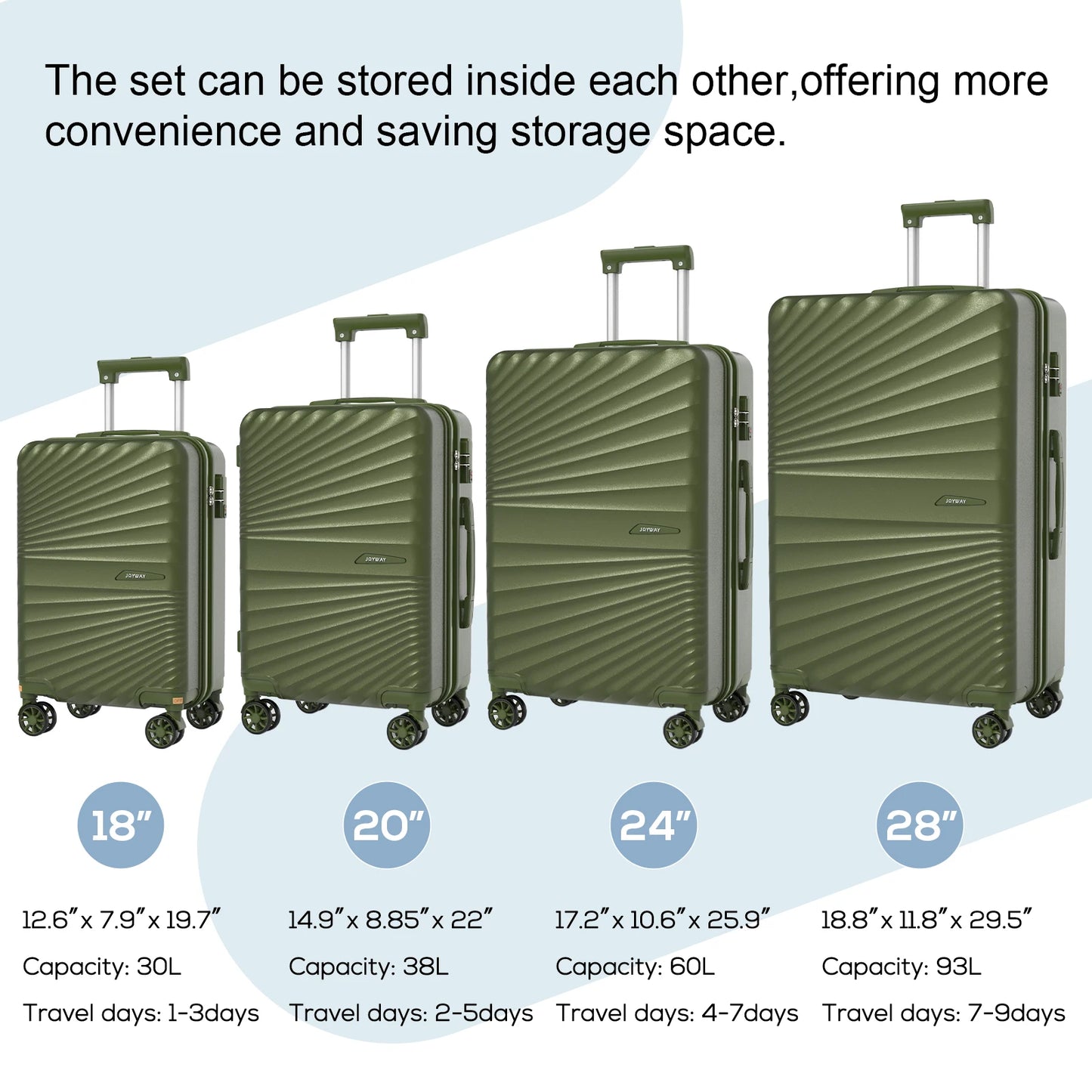 Joyway 6 Piece Travel Luggage Set with Expandable Spinner Wheels