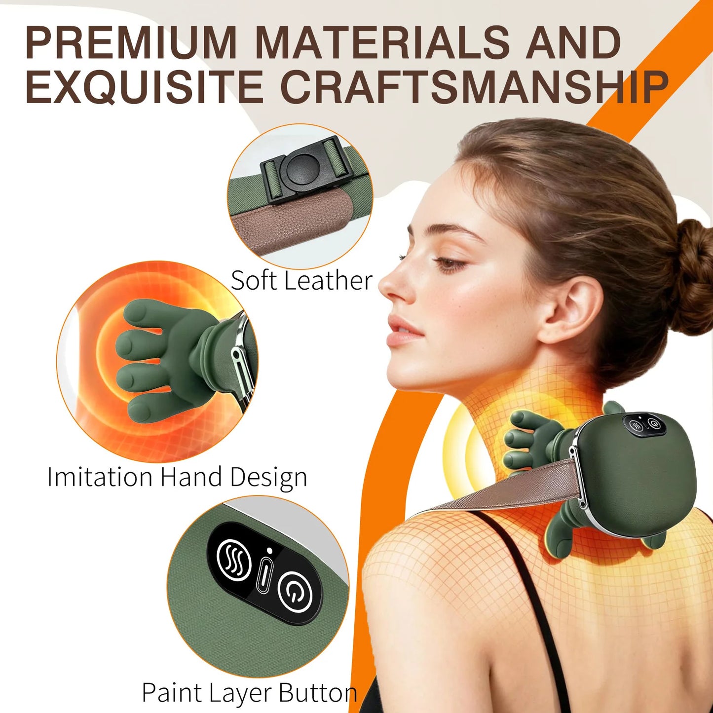 Shoulder And Neck Massager With Bionic Heated 4D Kneading Simulates Real Palm Massage For Home Use