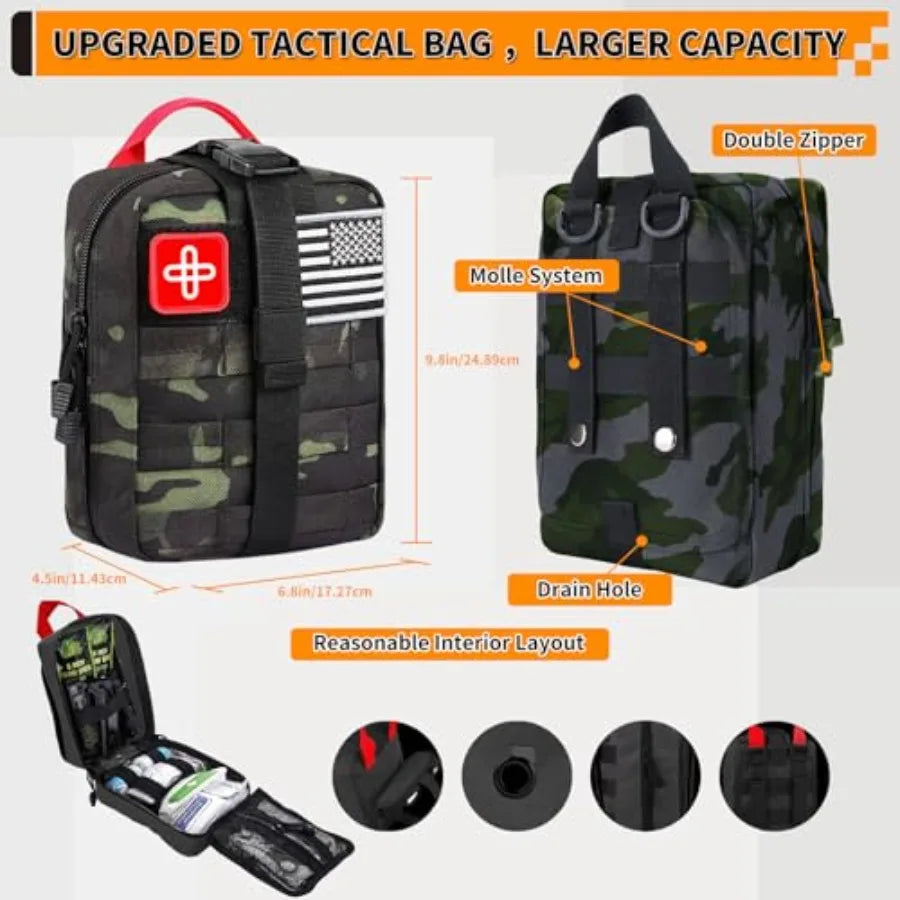 252-Piece Survival Gear Mini First Aid Kit With Molle System