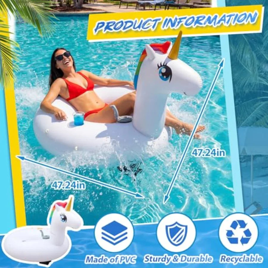 Motorized Pool Float For Adults With Electric Propulsion And Pusher Handles Cup Holder PVC Lounger