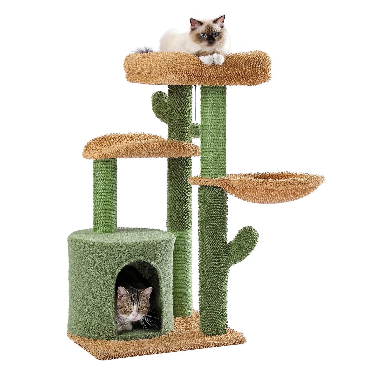 Cat Tree Cactus Cat Tower Cat's House with Scratching Post Cute Play House Furniture with Condo Nest Mordern Pet Scratcher