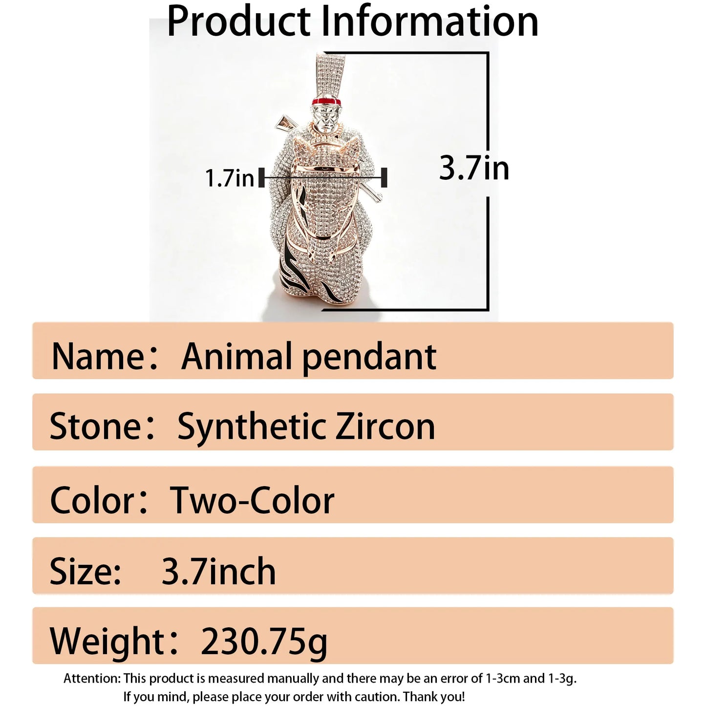 Lyee Cyee Designer Gorilla Pendant With Cubic Zirconia Accent