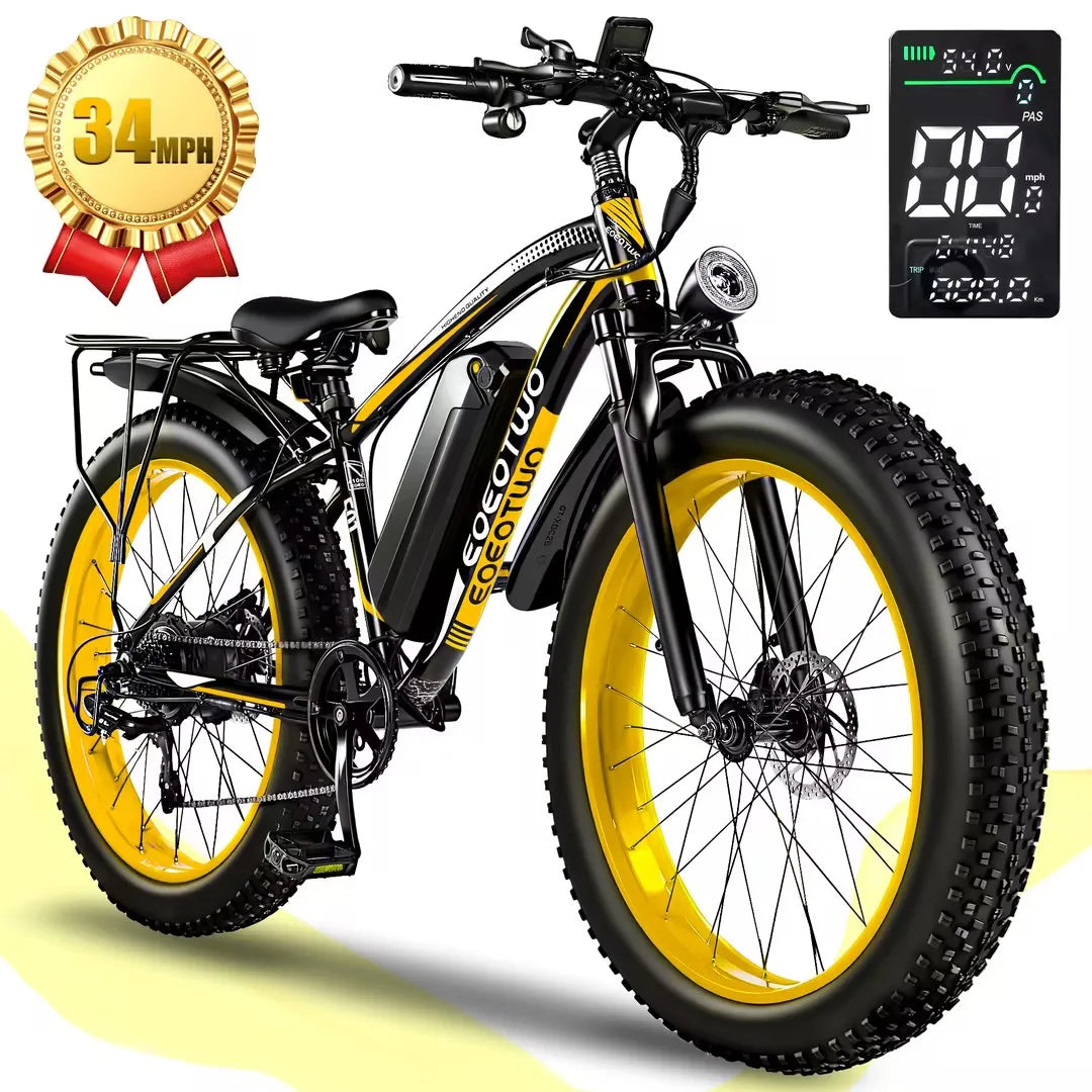 EOEOTWO 1500W Electric Bike Ebike 48V 15Ah Battery 26 Inch Fat Tire Mountain Bike 34MPH For Adults