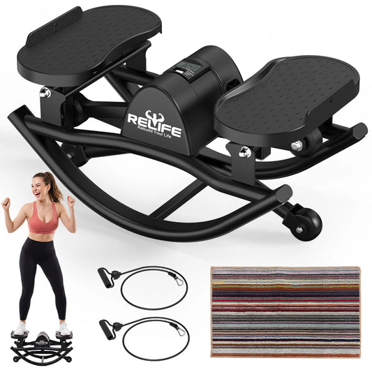Relife 3D Lateral Rocking Stepper With Resistance Bands And Monitor