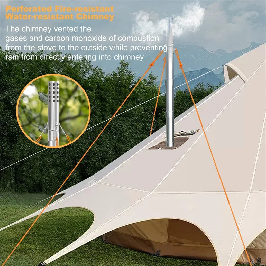 Hot Tent Stove Wood Burning Portable Outdoor Stove With Stainless Chimney Pipes