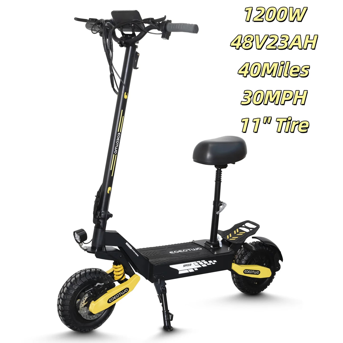EOEOTWO 1200W Off Road Electric Scooter For Adults Long Range 30MPH 48V Foldable All Terrain Ready Tubeless 11 Inch
