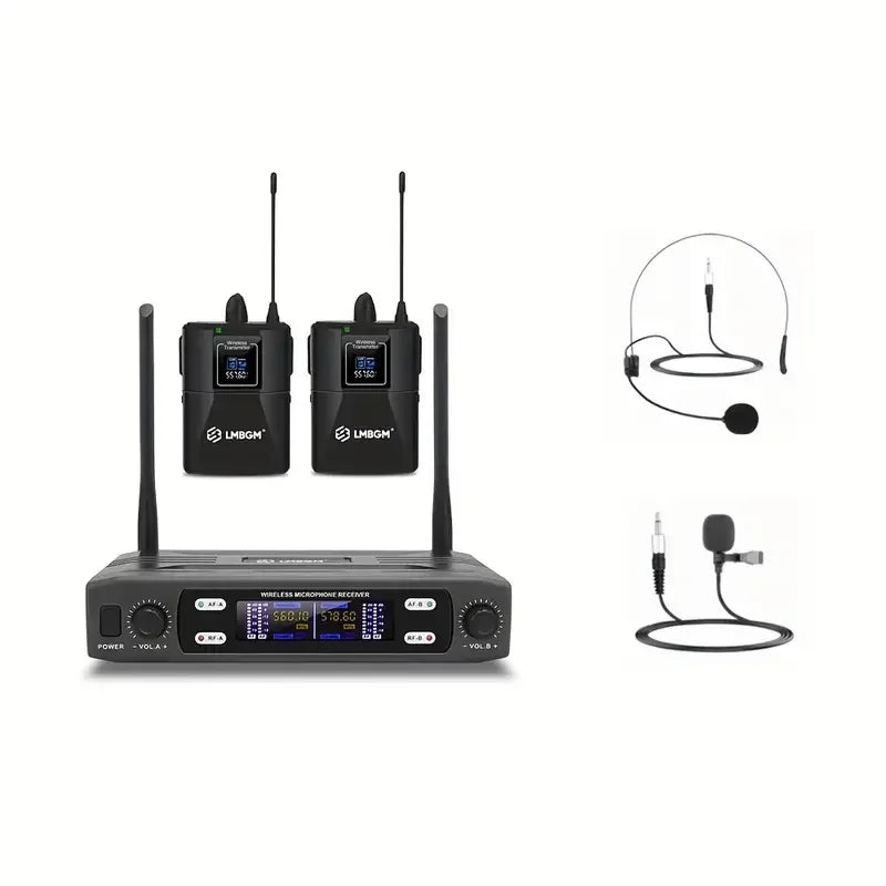 LMBGM Dual Channel UHF Wireless Lavalier Microphone System