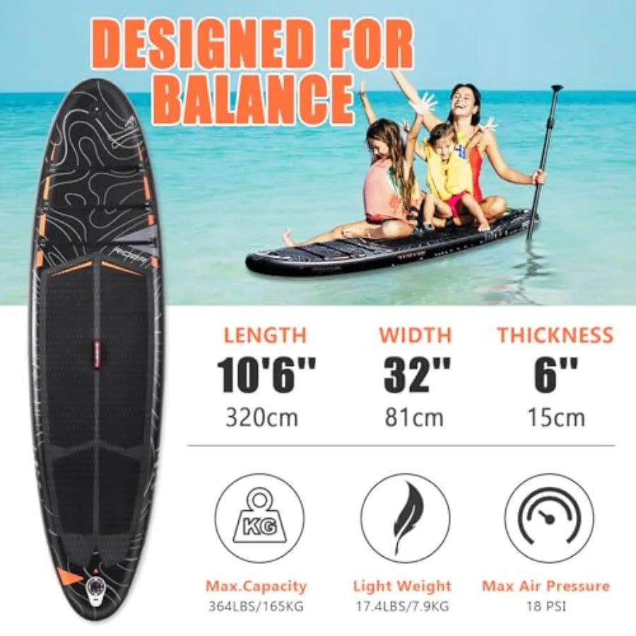 Inflatable Paddle Board Blue Gray For Outdoor Water Sports Ultra Light 17.4 Lb Wide Deck With SUP Camera Seat