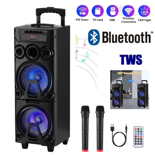CURUK 6000W Portable Bluetooth Speaker with Dual Subwoofers and Led Lights