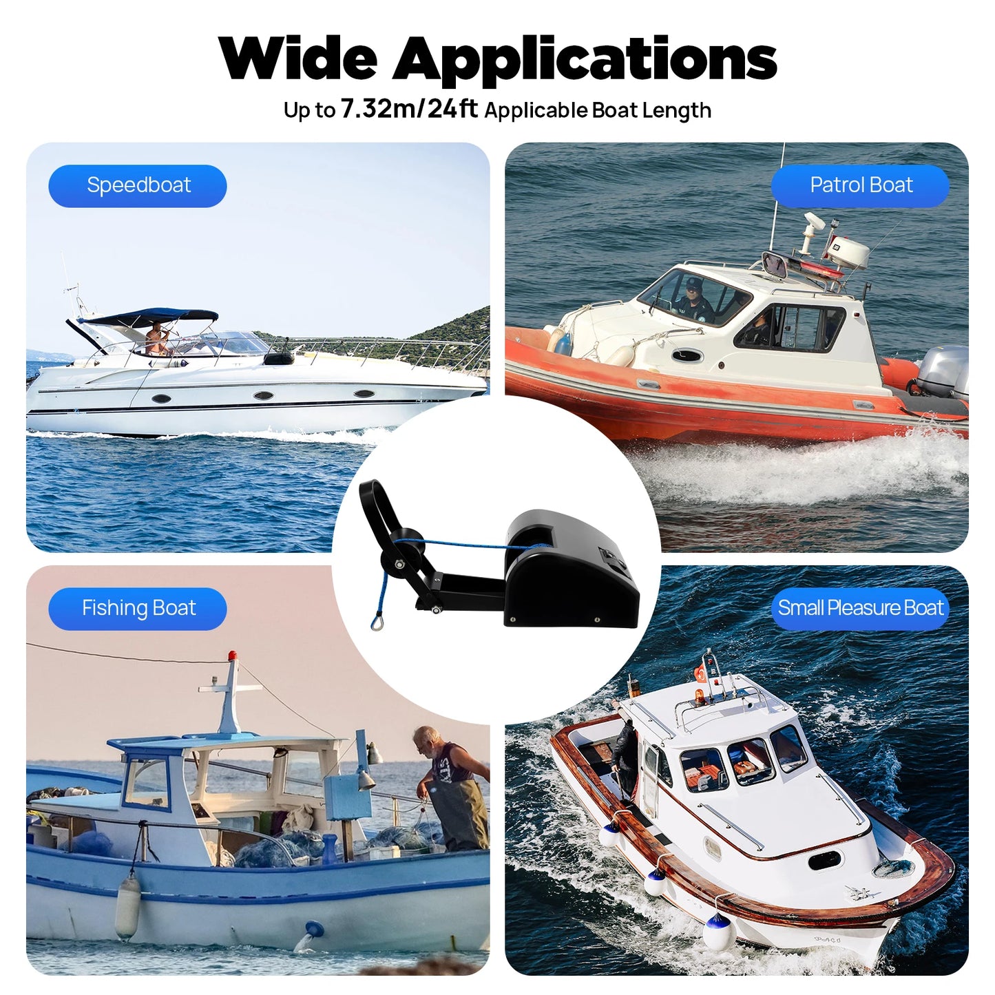 12V Electric Boat Winch 35 Lb Capacity With 100 Ft Braided Rope And Wireless Remote For Boats Up To 24ft