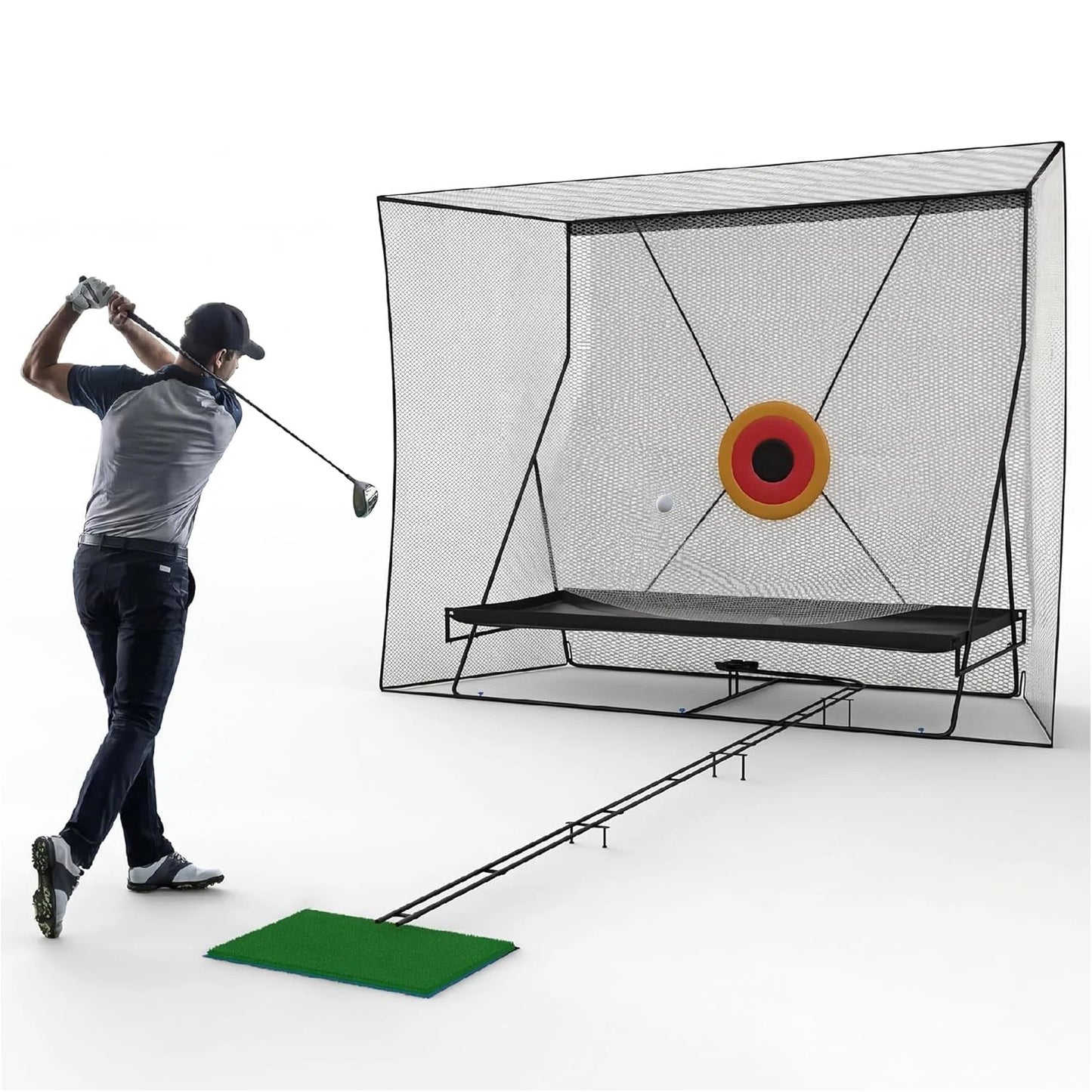 HiMISS Golf Hitting Practice Net with Automatic Ball Return Mat