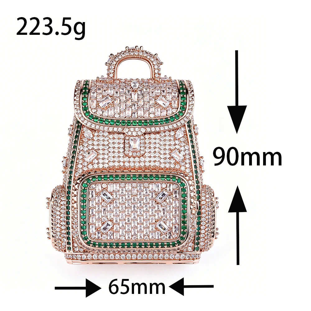 Lyee Cyee 18K Rose Gold Plated Backpack Pendant Green Cz
