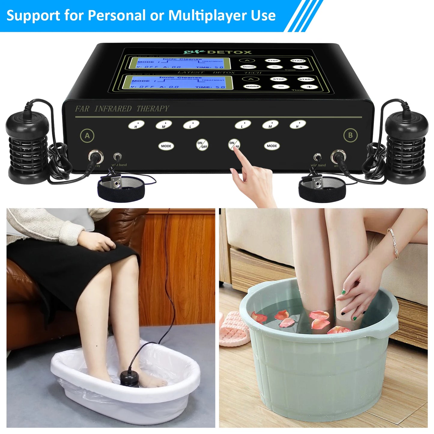 Dual Ionic Foot Bath And Infrared Waist Heating Detox Device