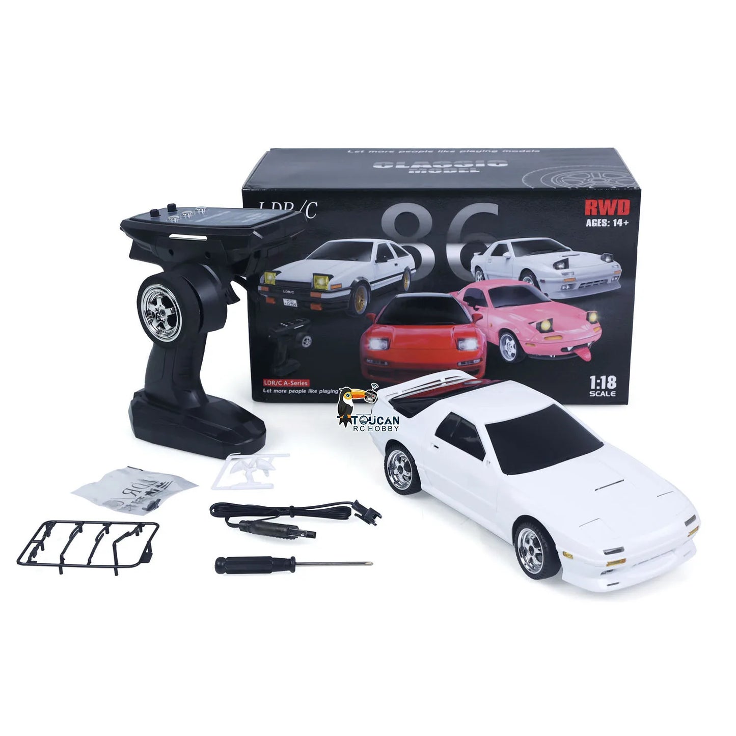 RC Drift Car One Eighteen Scale RX7 Gyro Stabilized Wireless Remote Control for Boys High Performance Racing Gift