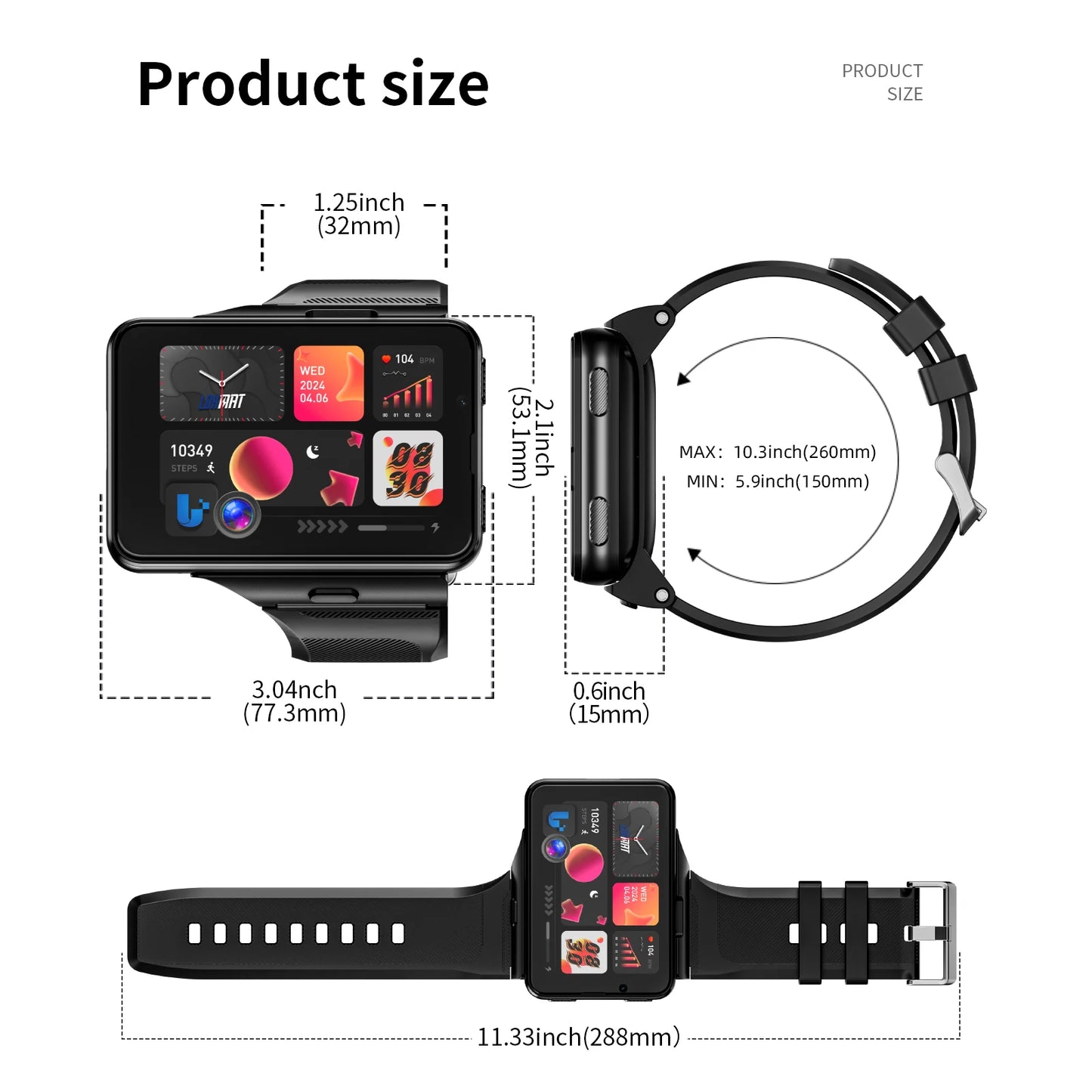 LOKMAT APPLLP MAX Android Smart Watch 4G Phone Connectivity