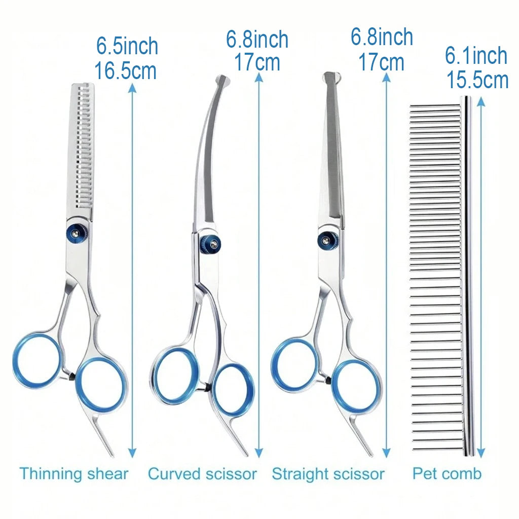 SHUYU Pet Grooming Scissors Kit Stainless Steel With Case