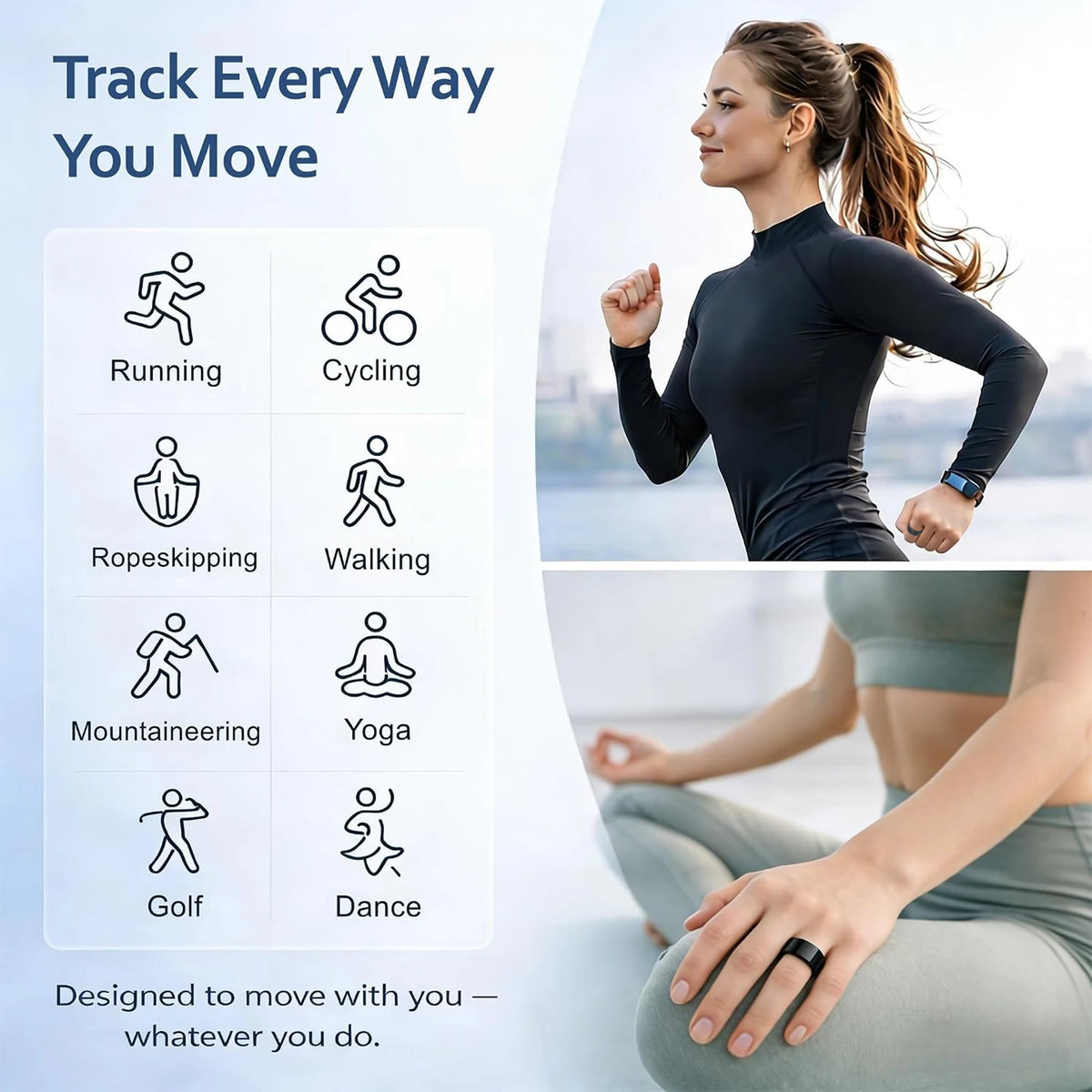 Hivisuals Smart Fitness Ring With Charging Case And Health Tracking