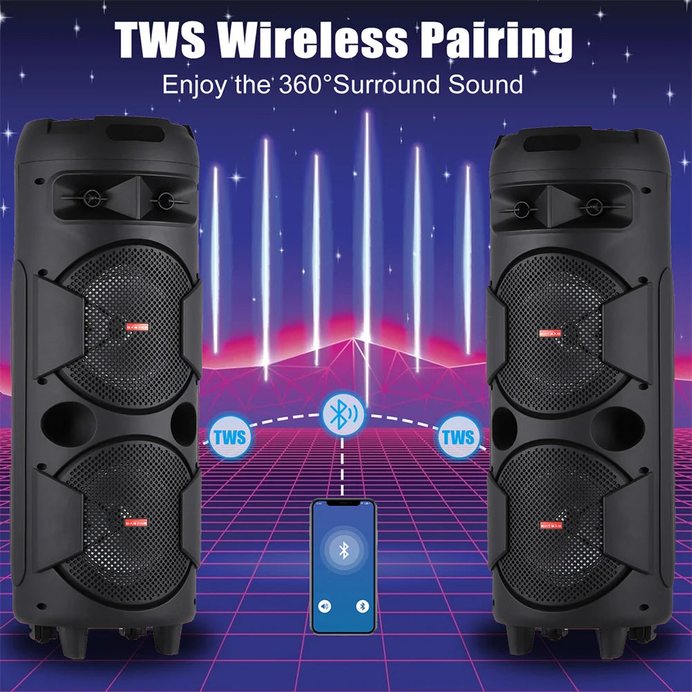 CURUK 5000W Bluetooth Speaker Subwoofer With Remote Microphone