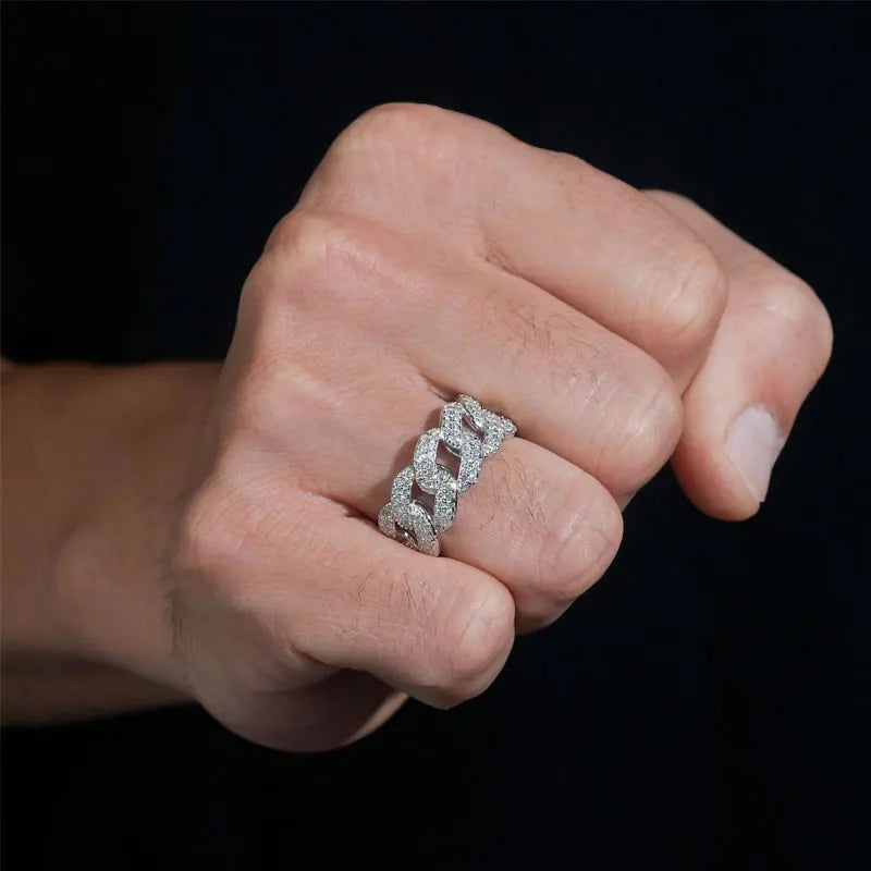 Lyee Cyee Sterling Silver Moissanite Cuban Ring For Unisex Wear
